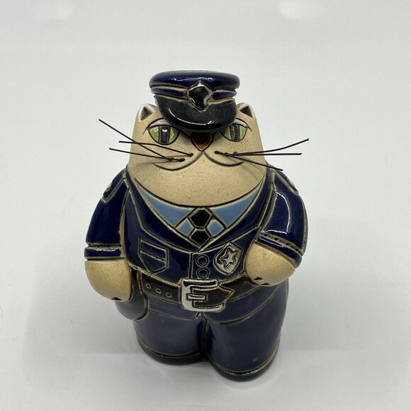 Vintage Olga Artesania Rinconada Pottery Cat Kitty Police Figure 4.5" 1994 - Picture 4 of 8
